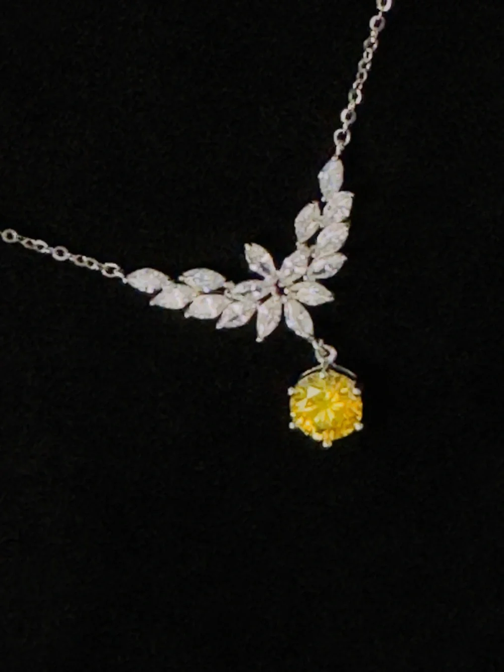 1 Carat Yellow Moissanite Pendant Necklace | S925 Sterling Silver